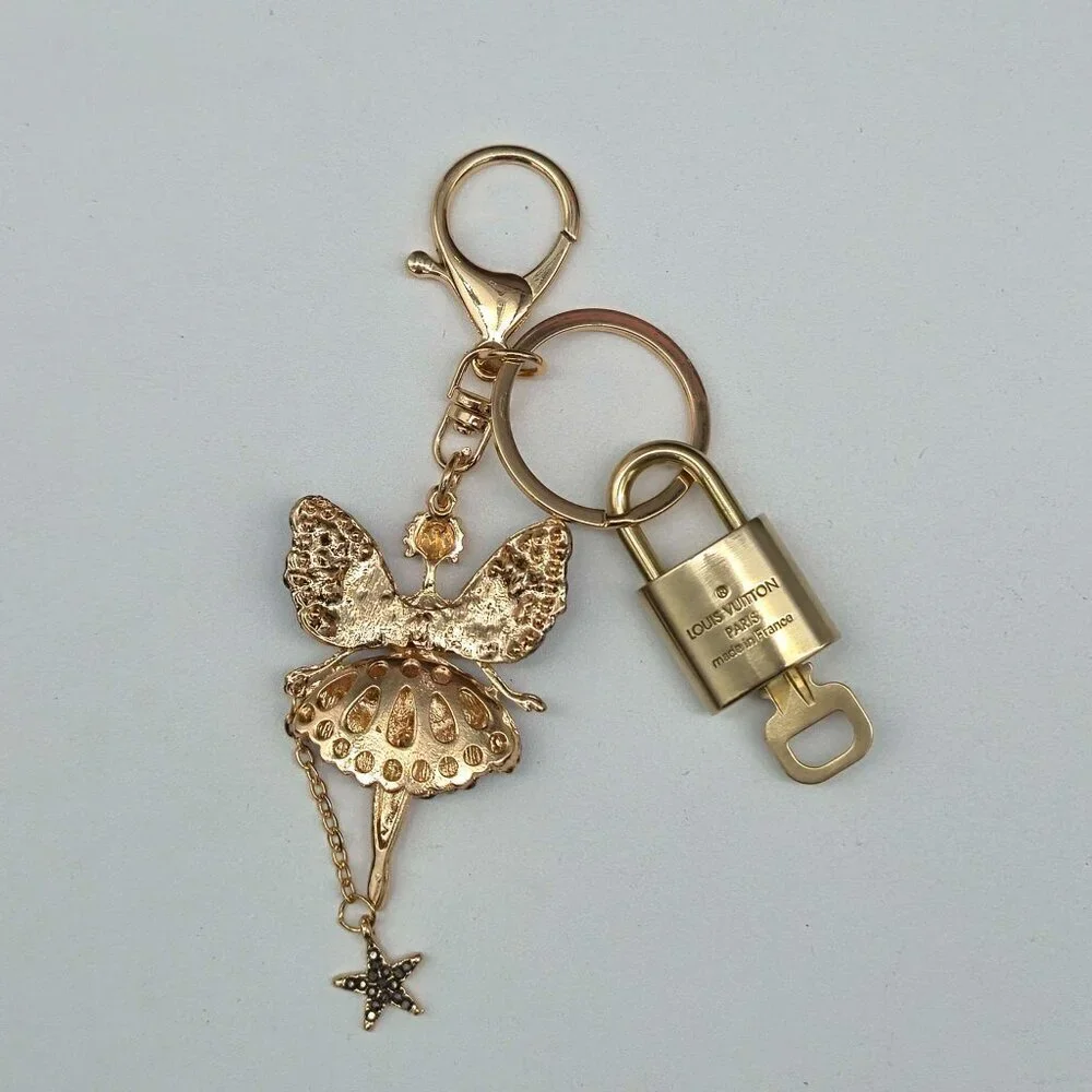 Authentic Louis Vuitton Gold Padlock 🔑 Unbranded Fairy Keychain Bag Charm LV